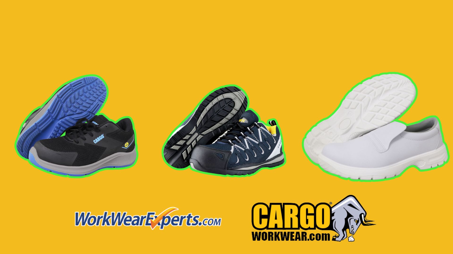 3 lightweight safety shoes in a row