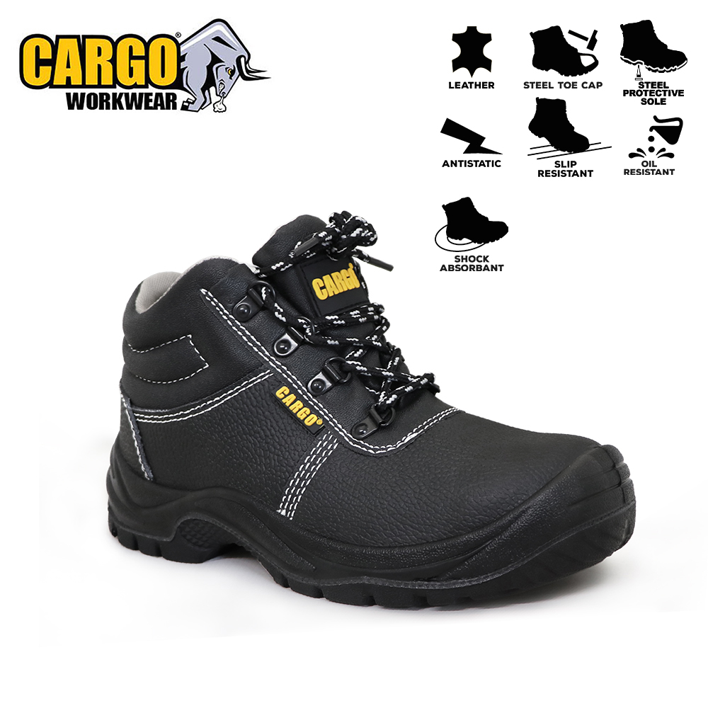 steel toe chukka boots black